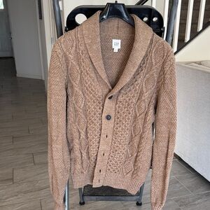 GAP Men's Tan Cable Knit Cardigan